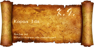 Kopsa Ida névjegykártya